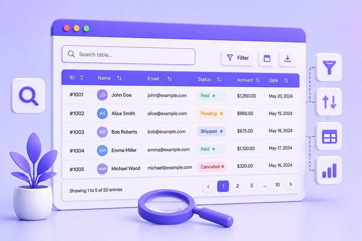 Building Searchable Data Tables in JavaScript: Live Filtering, Performance & UX